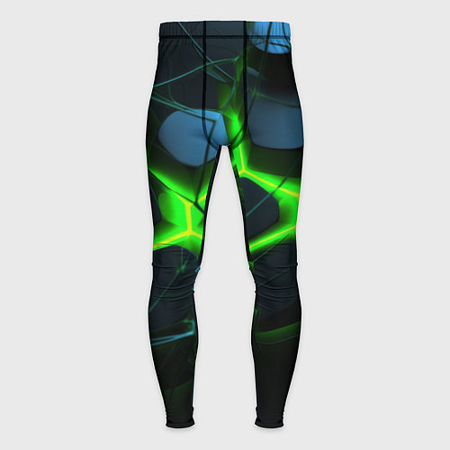 Мужские тайтсы Зеленый неон и разлом плит / 3D-принт – фото 1