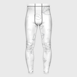 Мужские тайтсы Паттерн серый контур губ на белом - lips