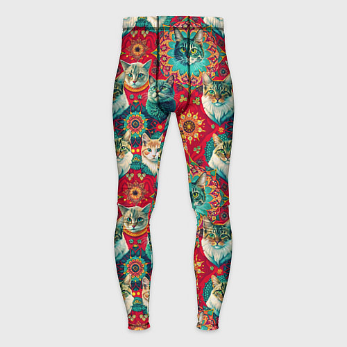 Мужские тайтсы Мандала с кошачьим орнаментом / 3D-принт – фото 1
