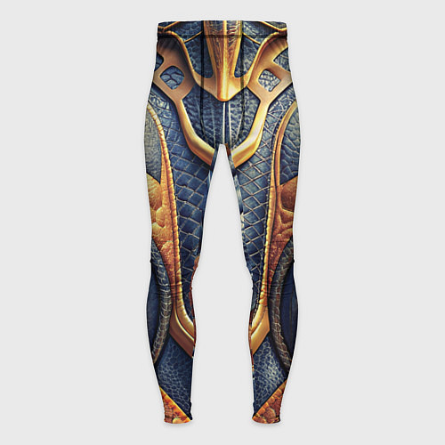 Мужские тайтсы Темная кожаная броня с желтой оплеткой / 3D-принт – фото 1