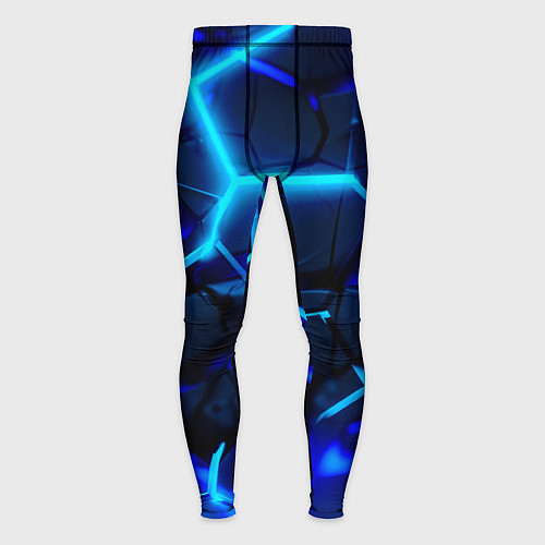 Мужские тайтсы Яркие голубые неоновые плиты в разломе / 3D-принт – фото 1