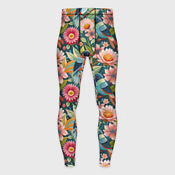 Тайтсы мужские Тропические птицы в цветах, цвет: 3D-принт