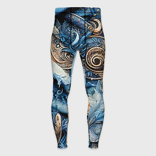 Мужские тайтсы Коллаж из джинсы и перьев - нейросеть / 3D-принт – фото 1