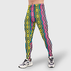 Тайтсы мужские Абстрактные разноцветные вертикальные полосы, цвет: 3D-принт — фото 2