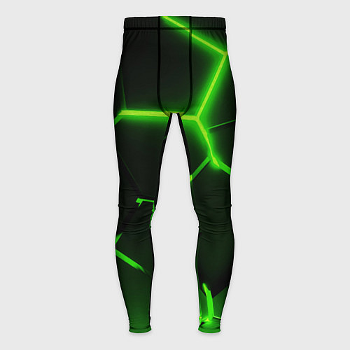 Мужские тайтсы Темные зеленые неоновые плиты в разломе / 3D-принт – фото 1
