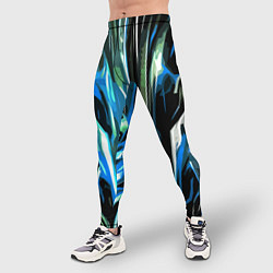 Тайтсы мужские Бело-синяя абстракция на чёрном фоне, цвет: 3D-принт — фото 2