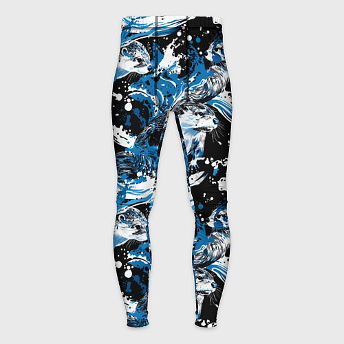 Мужские тайтсы Выдры в речке на волнах - паттерн / 3D-принт – фото 1