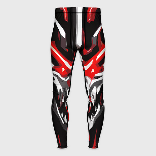 Мужские тайтсы Абстрактный белый череп и красные полосы / 3D-принт – фото 1