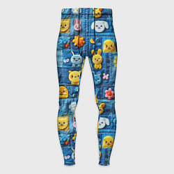 Тайтсы мужские Пэчворк с зайчиками, цвет: 3D-принт
