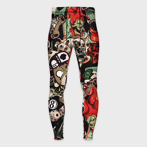 Мужские тайтсы Граффити плюшевого медведя среди акул азарта / 3D-принт – фото 1