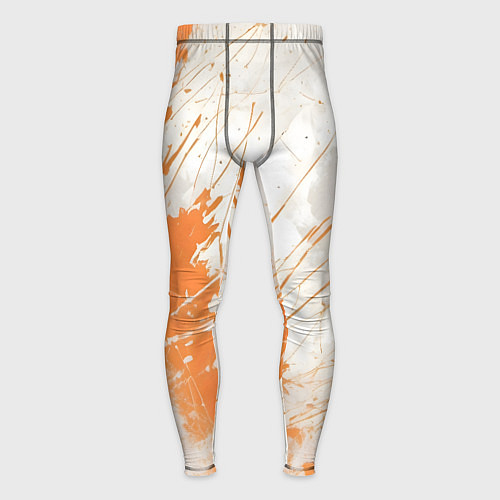 Мужские тайтсы Оранжевая краска на белом / 3D-принт – фото 1