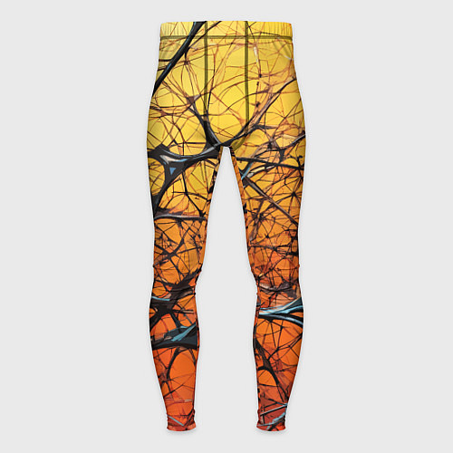 Мужские тайтсы Чёрные волокна и жёлтый градиент абстракция / 3D-принт – фото 1