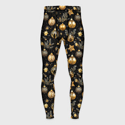 Тайтсы мужские Золотые новогодние шары, цвет: 3D-принт