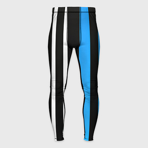 Мужские тайтсы Вертикальные полосы триколор синий / 3D-принт – фото 1