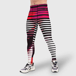 Тайтсы мужские Красно-чёрные полосы на белом фоне, цвет: 3D-принт — фото 2
