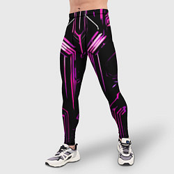 Тайтсы мужские Розовые полосы на чёрном фоне, цвет: 3D-принт — фото 2