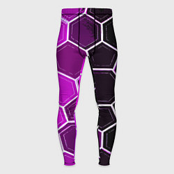 Тайтсы мужские Белые шестиугольники на чёрно-фиолетовом фоне, цвет: 3D-принт