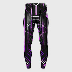 Тайтсы мужские Purple lines on a black background, цвет: 3D-принт