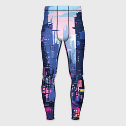 Тайтсы мужские Киберпанк город розовый, цвет: 3D-принт