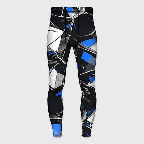 Мужские тайтсы Сине-белый паттерн на чёрном фоне / 3D-принт – фото 1