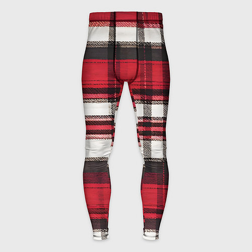 Мужские тайтсы Красно-белая ткань в клетку / 3D-принт – фото 1