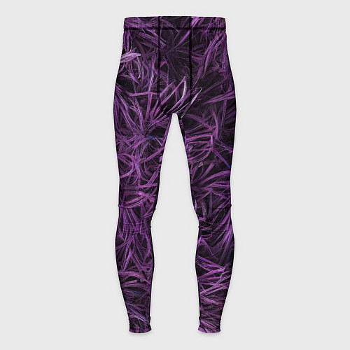 Мужские тайтсы Фиолетовая трава на чёрном фоне / 3D-принт – фото 1