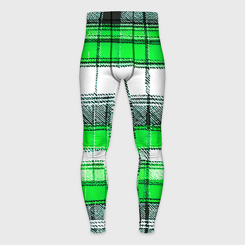 Мужские тайтсы Чёрные полосы на зелёном-белом фоне / 3D-принт – фото 1