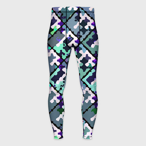 Мужские тайтсы Бирюзовый абстрактный паттерн / 3D-принт – фото 1