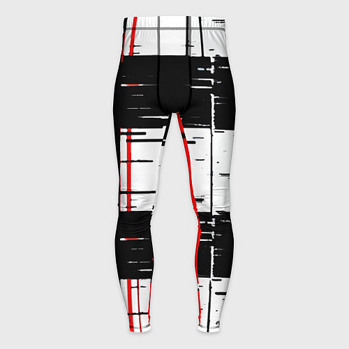 Мужские тайтсы Чёрные и красные полосы на белом фоне / 3D-принт – фото 1