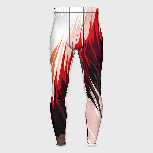 Мужские тайтсы Чёрно-красные острые полосы на белом фоне / 3D-принт – фото 1