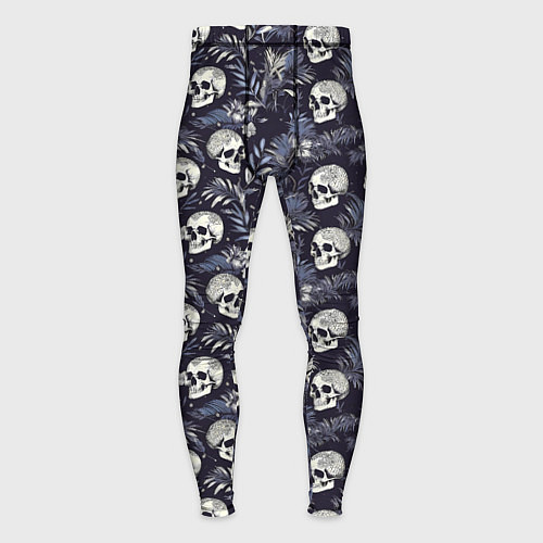Мужские тайтсы Черепа и ветви пальмы / 3D-принт – фото 1