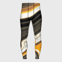 Тайтсы мужские Волнистые чёрно-жёлтые полосы на белом фоне, цвет: 3D-принт