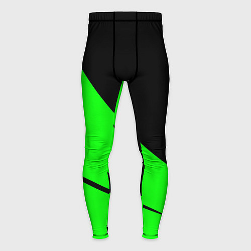 Мужские тайтсы Чёрный с зелёным двуцветный / 3D-принт – фото 1