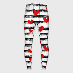 Тайтсы мужские Паттерн с полосками и сердечками, цвет: 3D-принт