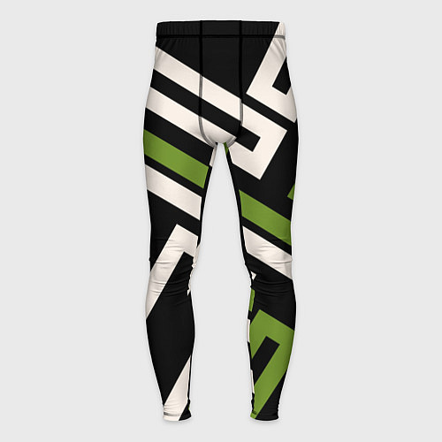 Мужские тайтсы Прямоугольники по диагонали-зеленый, черный / 3D-принт – фото 1