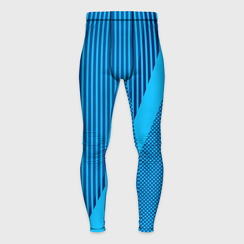 Мужские тайтсы Сине-голубой с широкой полосой / 3D-принт – фото 1
