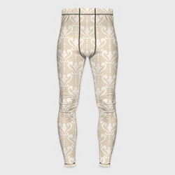 Тайтсы мужские Элегантный бежевый узор с дамасками, цвет: 3D-принт