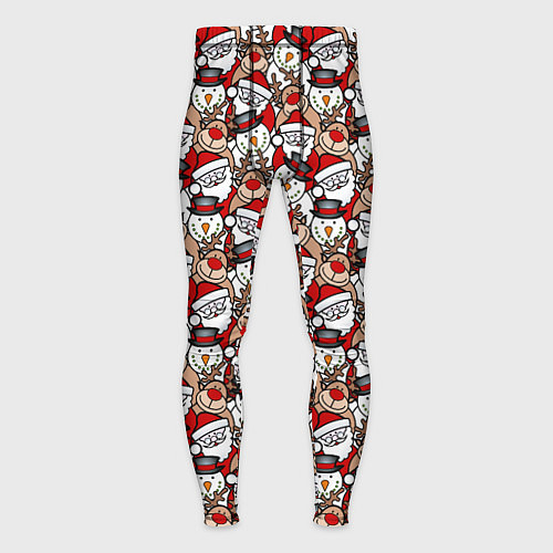 Мужские тайтсы Деды Морозы олени снеговики / 3D-принт – фото 1