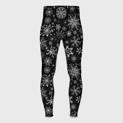 Тайтсы мужские Белые снежинки на черном, цвет: 3D-принт