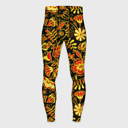 Тайтсы мужские Цветочный золотой узор, цвет: 3D-принт
