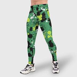 Тайтсы мужские Кляксы на зелёном, цвет: 3D-принт — фото 2