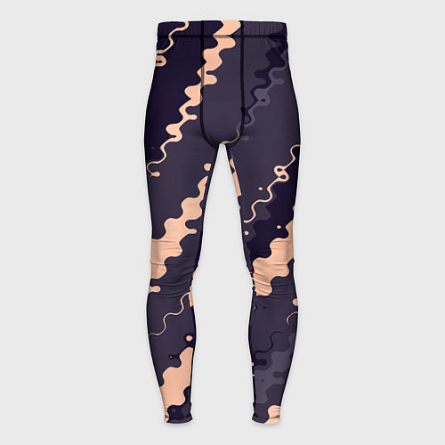 Мужские тайтсы Фиолетовый с бежевым искажённые полосы / 3D-принт – фото 1