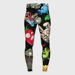 Тайтсы мужские Растения против зомби персонажи на черном, цвет: 3D-принт