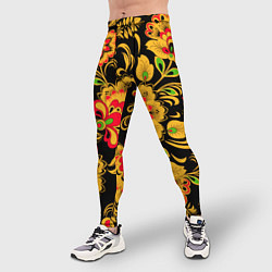 Тайтсы мужские Хохлома - роспись, цвет: 3D-принт — фото 2
