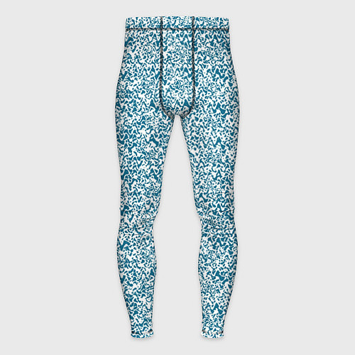 Мужские тайтсы Бело-синий текстурный / 3D-принт – фото 1