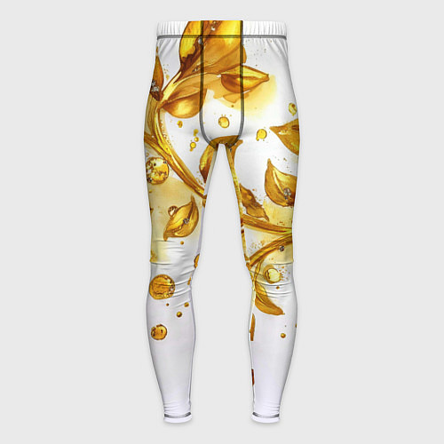 Мужские тайтсы Золотые листья на белом / 3D-принт – фото 1