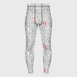 Тайтсы мужские Серые будни и красные выходные иероглифами, цвет: 3D-принт