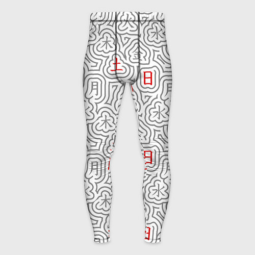 Мужские тайтсы Серые будни и красные выходные иероглифами / 3D-принт – фото 1