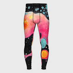 Тайтсы мужские Розовая текстура в черном, цвет: 3D-принт