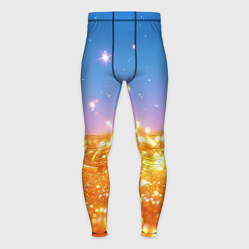 Мужские тайтсы Золотые шарики на голубом фоне / 3D-принт – фото 1